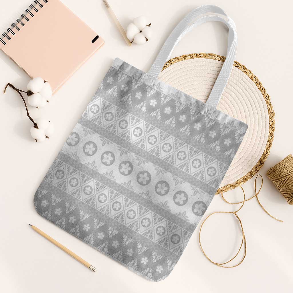 Tonga White Sunday Tote Bag Tongan Ngatu Siale Pattern - Polynesian Pride
