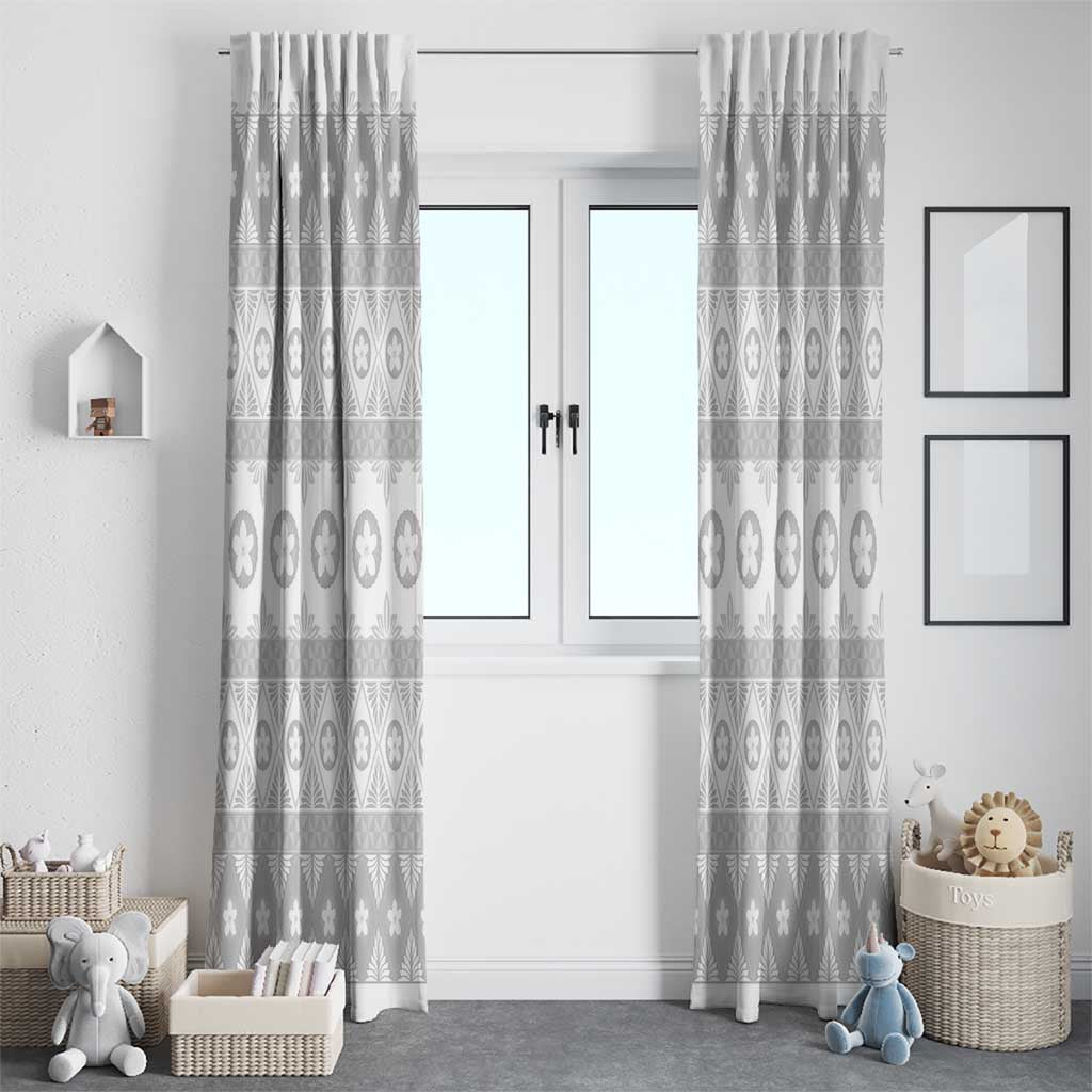 Tonga White Sunday Window Curtain Tongan Ngatu Siale Pattern - Polynesian Pride