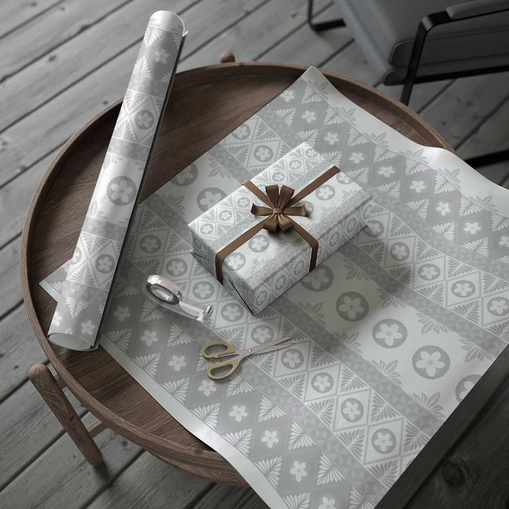 Tonga White Sunday Wrapping Paper Tongan Ngatu Siale Pattern - Polynesian Pride