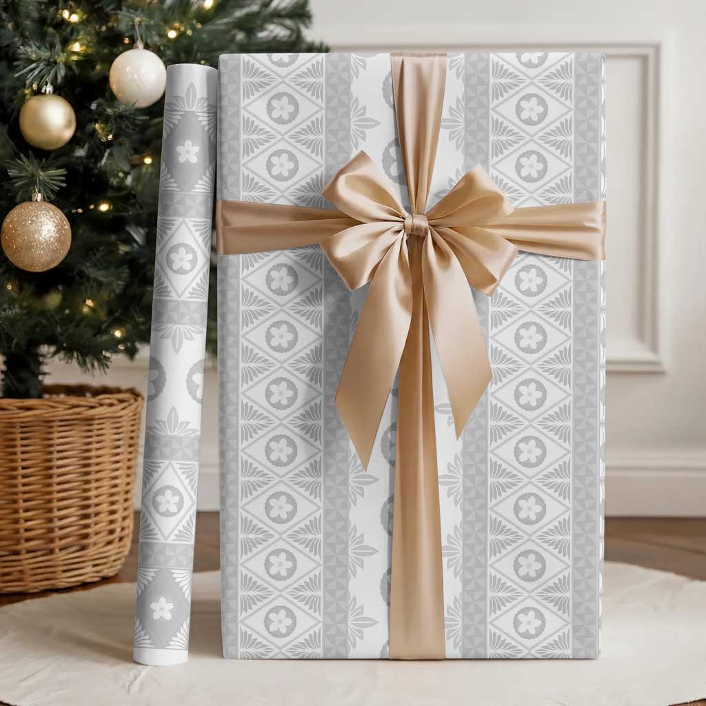 Tonga White Sunday Wrapping Paper Tongan Ngatu Siale Pattern - Polynesian Pride