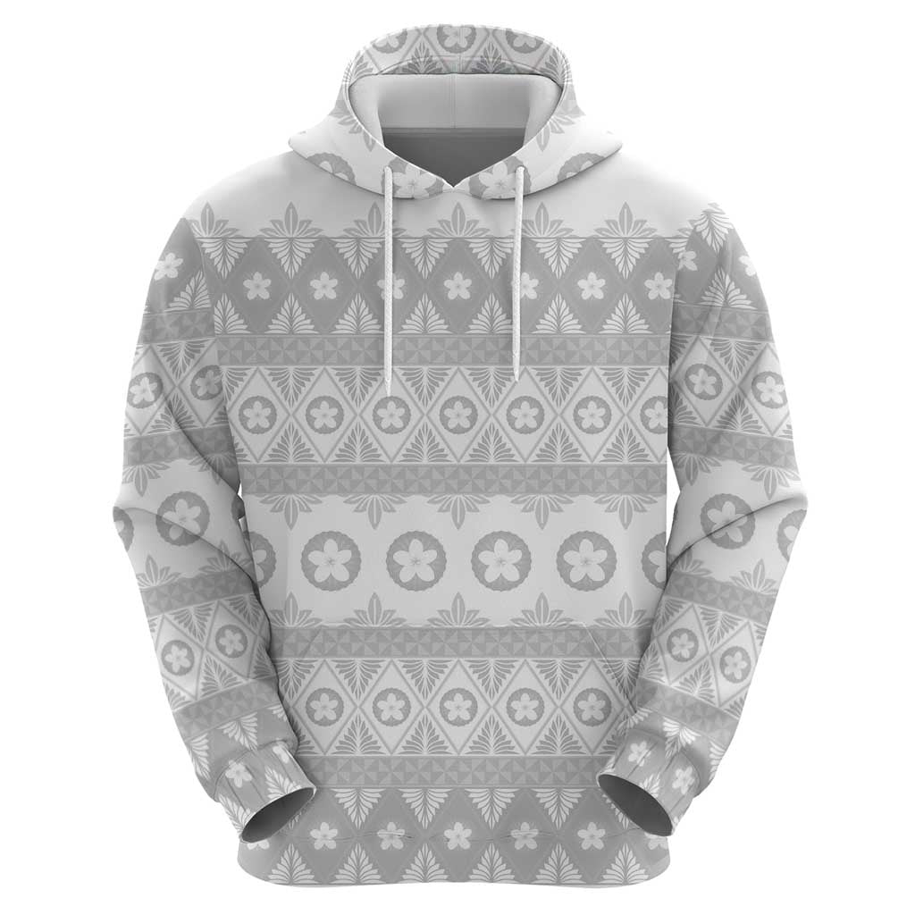 Tonga White Sunday Zip Hoodie Tongan Ngatu Siale Pattern - Polynesian Pride