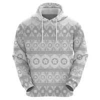 Tonga White Sunday Zip Hoodie Tongan Ngatu Siale Pattern - Polynesian Pride