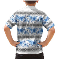 Samoa White Sunday Family Matching Mermaid Dress and Hawaiian Shirt Samoan Tapa Blue Hibiscus LT05 - Polynesian Pride