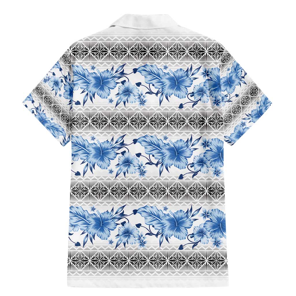 Samoa White Sunday Family Matching Mermaid Dress and Hawaiian Shirt Samoan Tapa Blue Hibiscus LT05 - Polynesian Pride