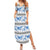 Samoa White Sunday Summer Maxi Dress Samoan Tapa Blue Hibiscus - Polynesian Pride