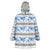 Samoa White Sunday Wearable Blanket Hoodie Samoan Tapa Blue Hibiscus - Polynesian Pride