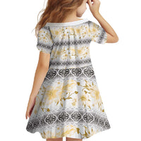 Samoa White Sunday Family Matching Mermaid Dress and Hawaiian Shirt Samoan Tapa Yellow Hibiscus LT05 - Polynesian Pride