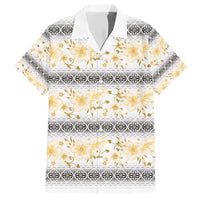 Samoa White Sunday Family Matching Short Sleeve Bodycon Dress and Hawaiian Shirt Samoan Tapa Yellow Hibiscus LT05 Dad's Shirt - Short Sleeve Yellow - Polynesian Pride