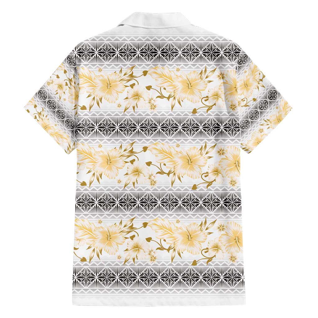 Samoa White Sunday Family Matching Summer Maxi Dress and Hawaiian Shirt Samoan Tapa Yellow Hibiscus LT05 - Polynesian Pride
