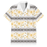Samoa White Sunday Family Matching Tank Maxi Dress and Hawaiian Shirt Samoan Tapa Yellow Hibiscus LT05 Dad's Shirt - Short Sleeve Yellow - Polynesian Pride