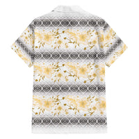 Samoa White Sunday Family Matching Tank Maxi Dress and Hawaiian Shirt Samoan Tapa Yellow Hibiscus LT05 - Polynesian Pride