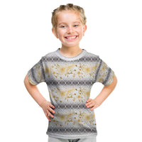 Samoa White Sunday Kid T Shirt Samoan Tapa Yellow Hibiscus - Polynesian Pride