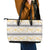 Samoa White Sunday Leather Tote Bag Samoan Tapa Yellow Hibiscus - Polynesian Pride