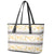 Samoa White Sunday Leather Tote Bag Samoan Tapa Yellow Hibiscus - Polynesian Pride