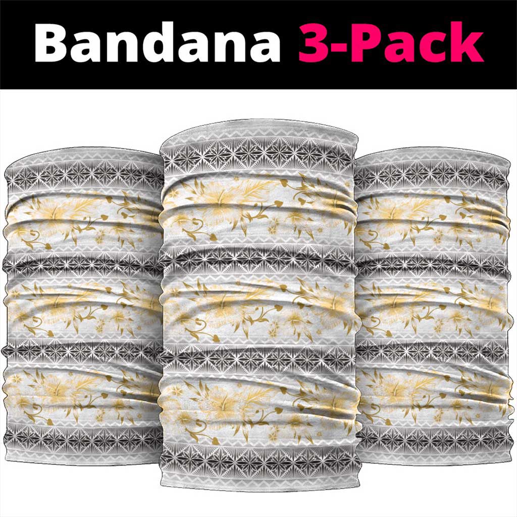 Samoa White Sunday Neck Gaiter Samoan Tapa Yellow Hibiscus - Polynesian Pride