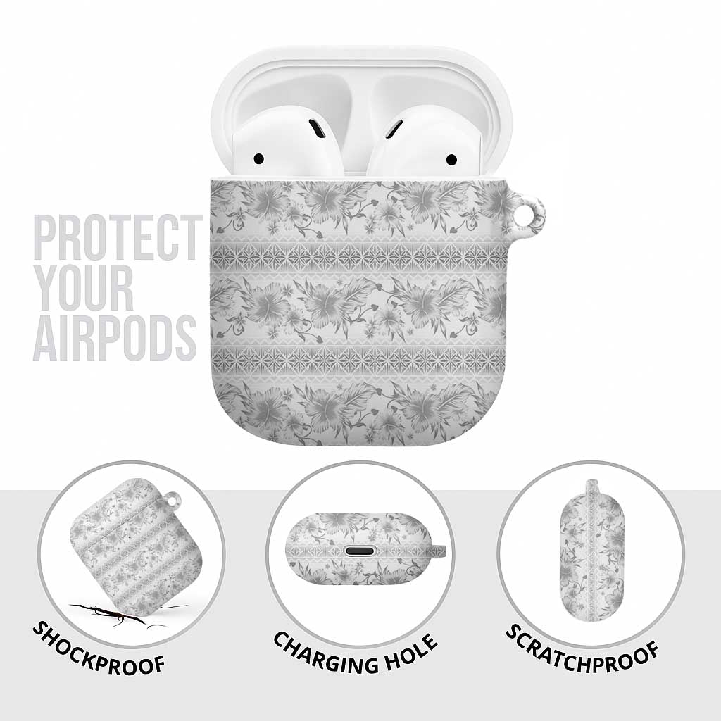Samoa White Sunday AirPods Case Samoan Tapa White Hibiscus - Polynesian Pride