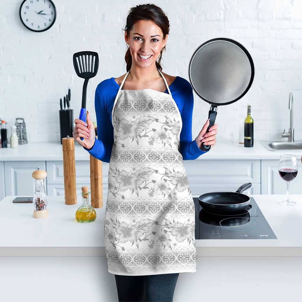 Samoa White Sunday Apron Samoan Tapa White Hibiscus - Polynesian Pride