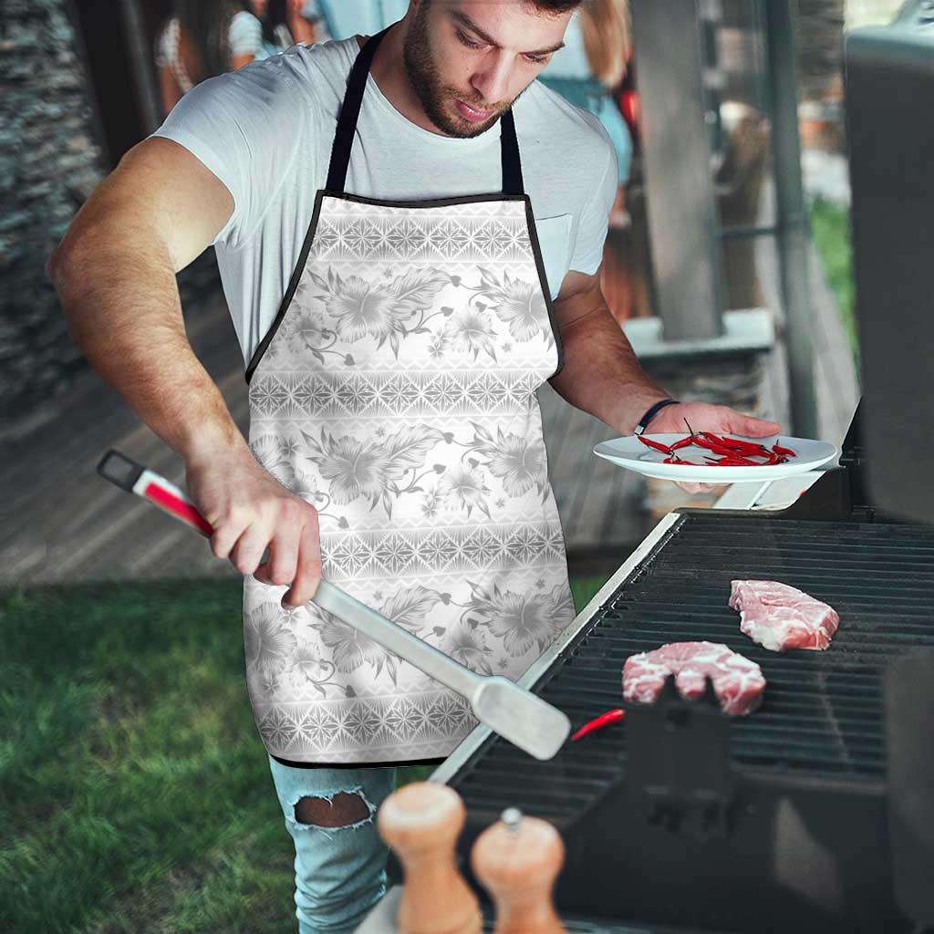 Samoa White Sunday Apron Samoan Tapa White Hibiscus - Polynesian Pride