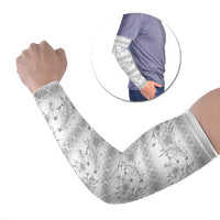 Samoa White Sunday Arm Sleeves Samoan Tapa White Hibiscus - Polynesian Pride