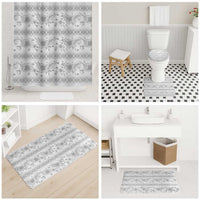 Samoa White Sunday Bathroom Set Samoan Tapa White Hibiscus - Polynesian Pride