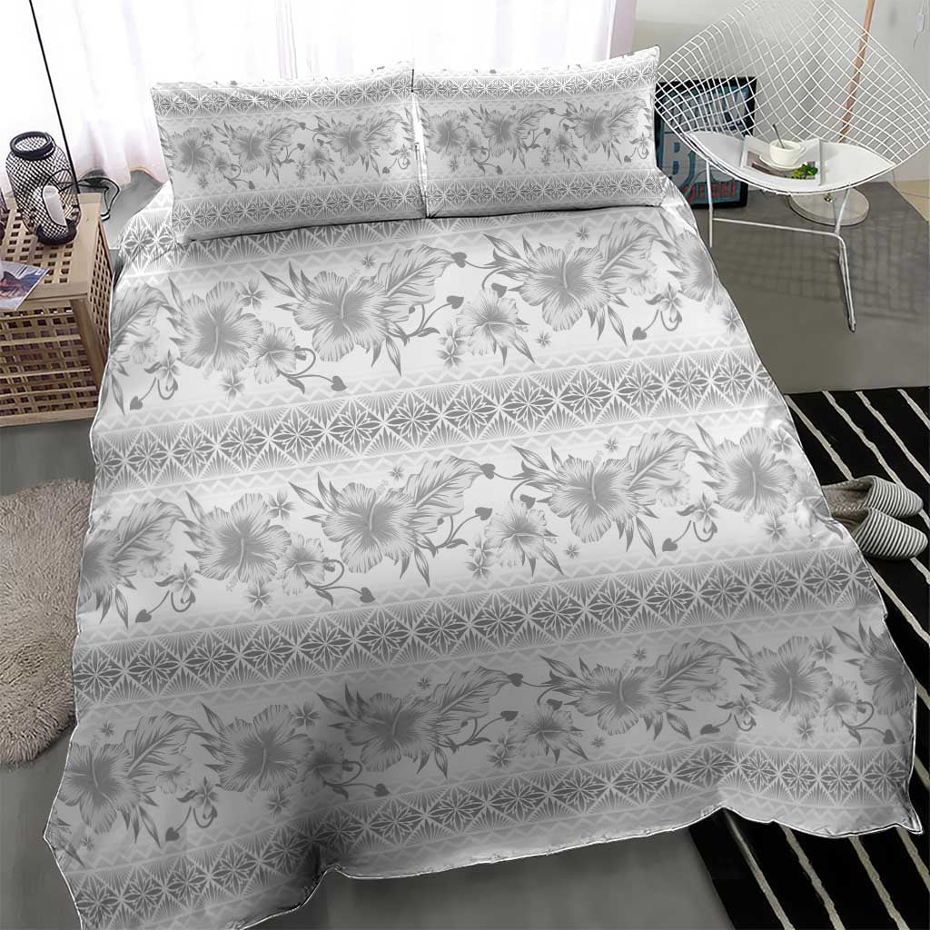 Samoa White Sunday Bedding Set Samoan Tapa White Hibiscus - Polynesian Pride
