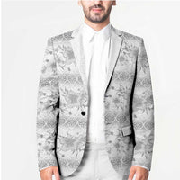 Samoa White Sunday Blazer Samoan Tapa White Hibiscus - Polynesian Pride