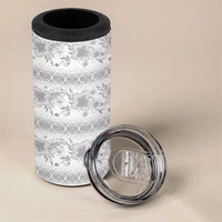 Samoa White Sunday 4 in 1 Can Cooler Tumbler Samoan Tapa White Hibiscus - Polynesian Pride