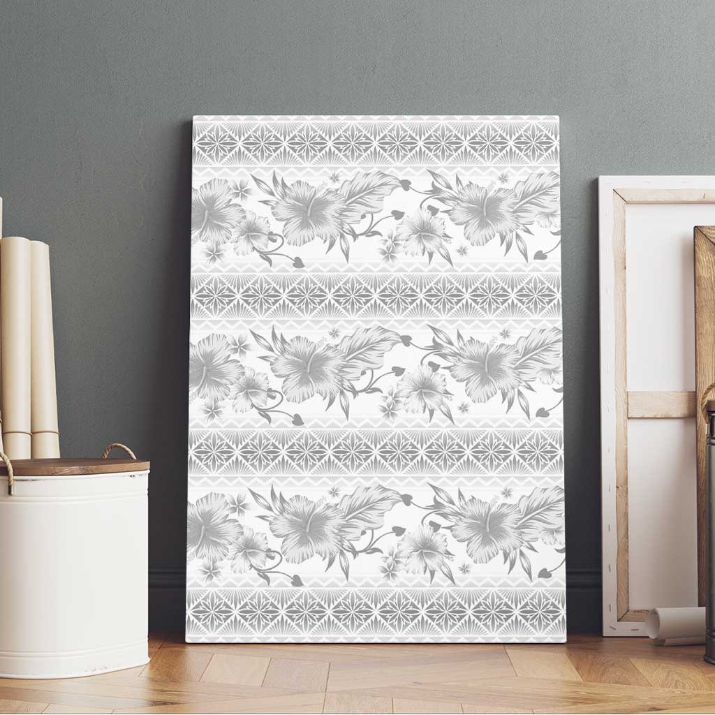 Samoa White Sunday Canvas Wall Art Samoan Tapa White Hibiscus - Polynesian Pride
