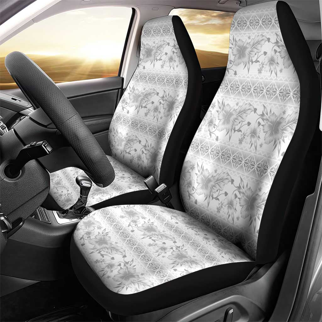 Samoa White Sunday Car Seat Cover Samoan Tapa White Hibiscus - Polynesian Pride