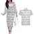 Samoa White Sunday Couples Matching Off The Shoulder Long Sleeve Dress and Hawaiian Shirt Samoan Tapa White Hibiscus - Polynesian Pride