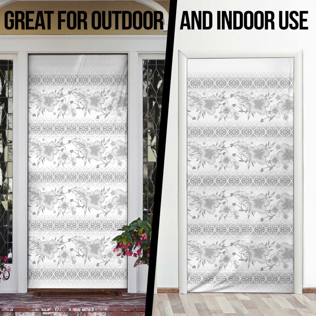 Samoa White Sunday Door Cover Samoan Tapa White Hibiscus - Polynesian Pride