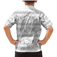 Samoa White Sunday Family Matching Mermaid Dress and Hawaiian Shirt Samoan Tapa White Hibiscus LT05 - Polynesian Pride