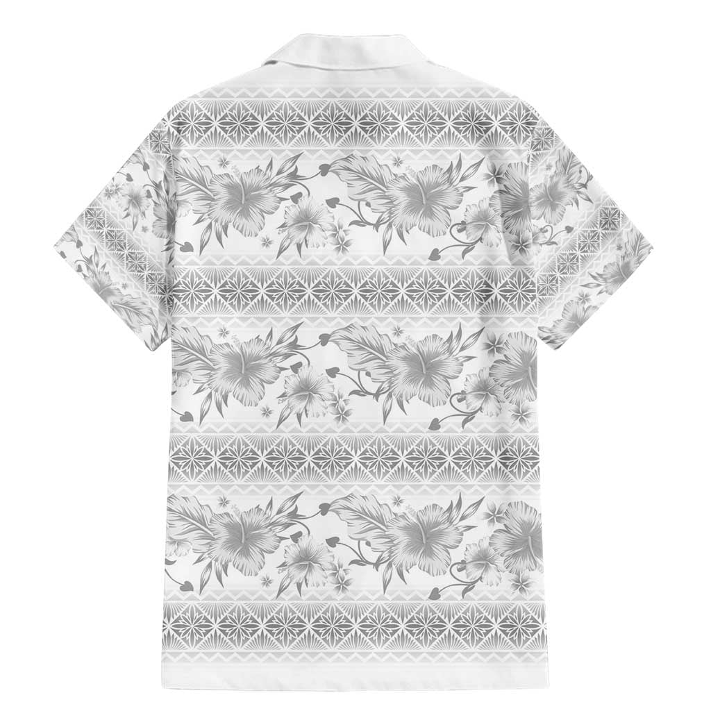 Samoa White Sunday Family Matching Mermaid Dress and Hawaiian Shirt Samoan Tapa White Hibiscus LT05 - Polynesian Pride