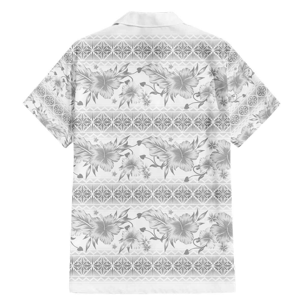 Samoa White Sunday Family Matching Off The Shoulder Long Sleeve Dress and Hawaiian Shirt Samoan Tapa White Hibiscus LT05 - Polynesian Pride