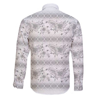 Samoa White Sunday Family Matching Off The Shoulder Long Sleeve Dress and Hawaiian Shirt Samoan Tapa White Hibiscus LT05 - Polynesian Pride
