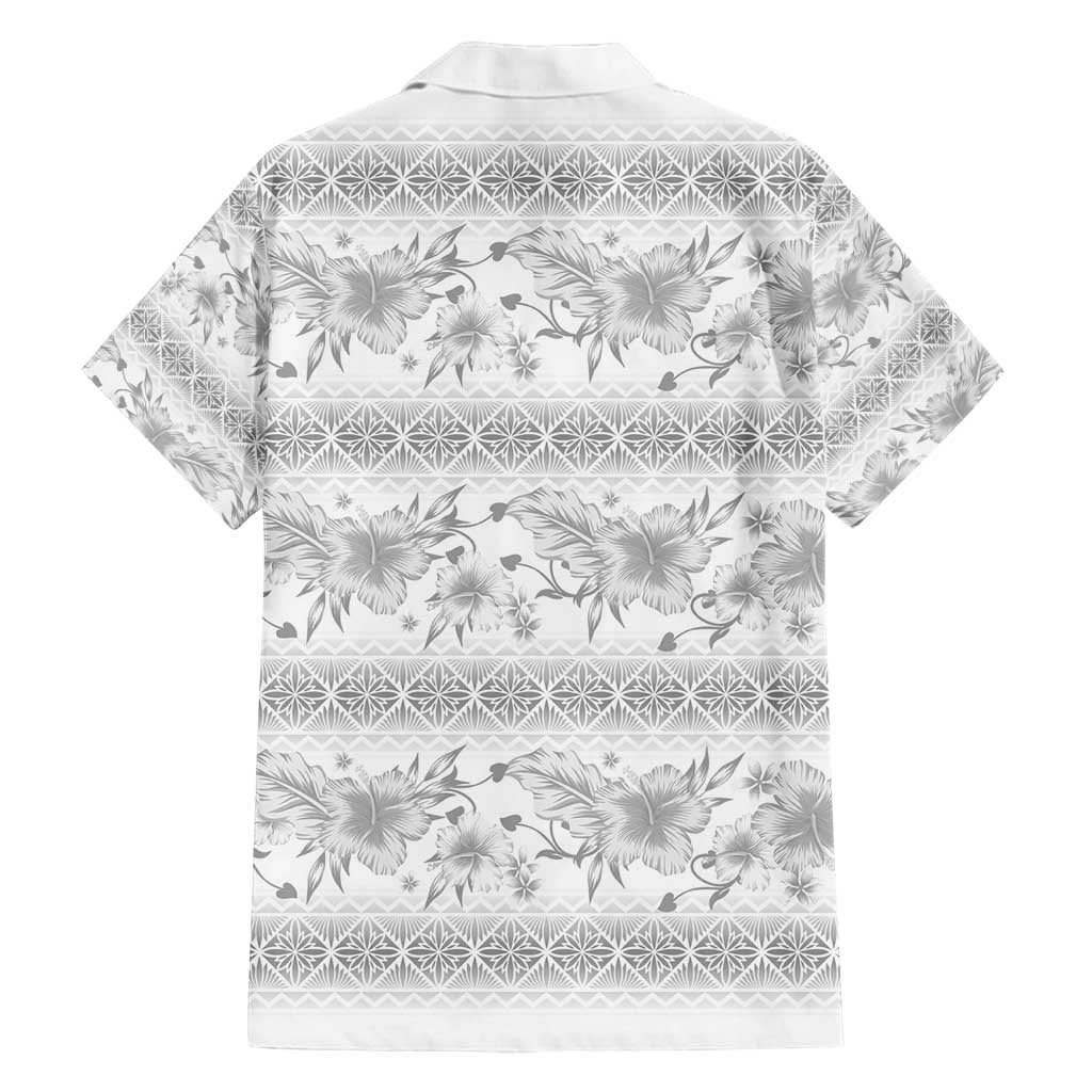 Samoa White Sunday Family Matching Summer Maxi Dress and Hawaiian Shirt Samoan Tapa White Hibiscus - Polynesian Pride