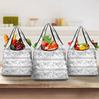 Samoa White Sunday Grocery Bag Samoan Tapa White Hibiscus - Polynesian Pride