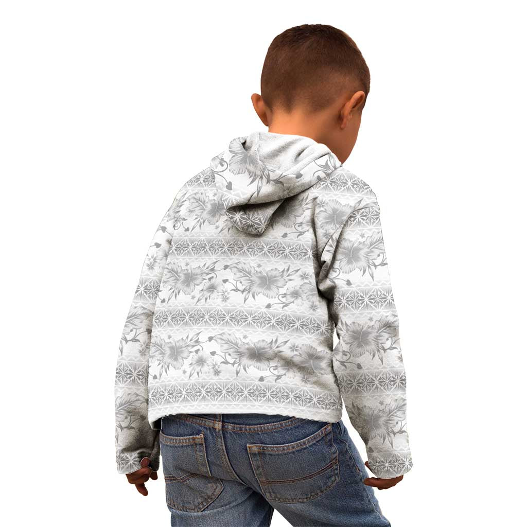 Samoa White Sunday Kid Hoodie Samoan Tapa White Hibiscus - Polynesian Pride