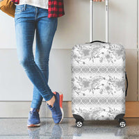 Samoa White Sunday Luggage Cover Samoan Tapa White Hibiscus - Polynesian Pride