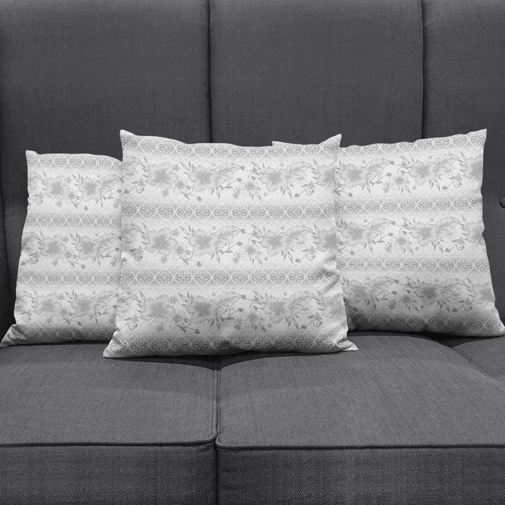 Samoa White Sunday Pillow Cover Samoan Tapa White Hibiscus - Polynesian Pride