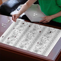 Samoa White Sunday Puzzle Samoan Tapa White Hibiscus - Polynesian Pride