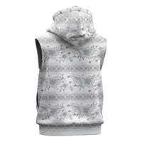 Samoa White Sunday Sleeveless Hoodie Samoan Tapa White Hibiscus - Polynesian Pride