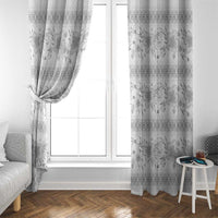 Samoa White Sunday Window Curtain Samoan Tapa White Hibiscus - Polynesian Pride