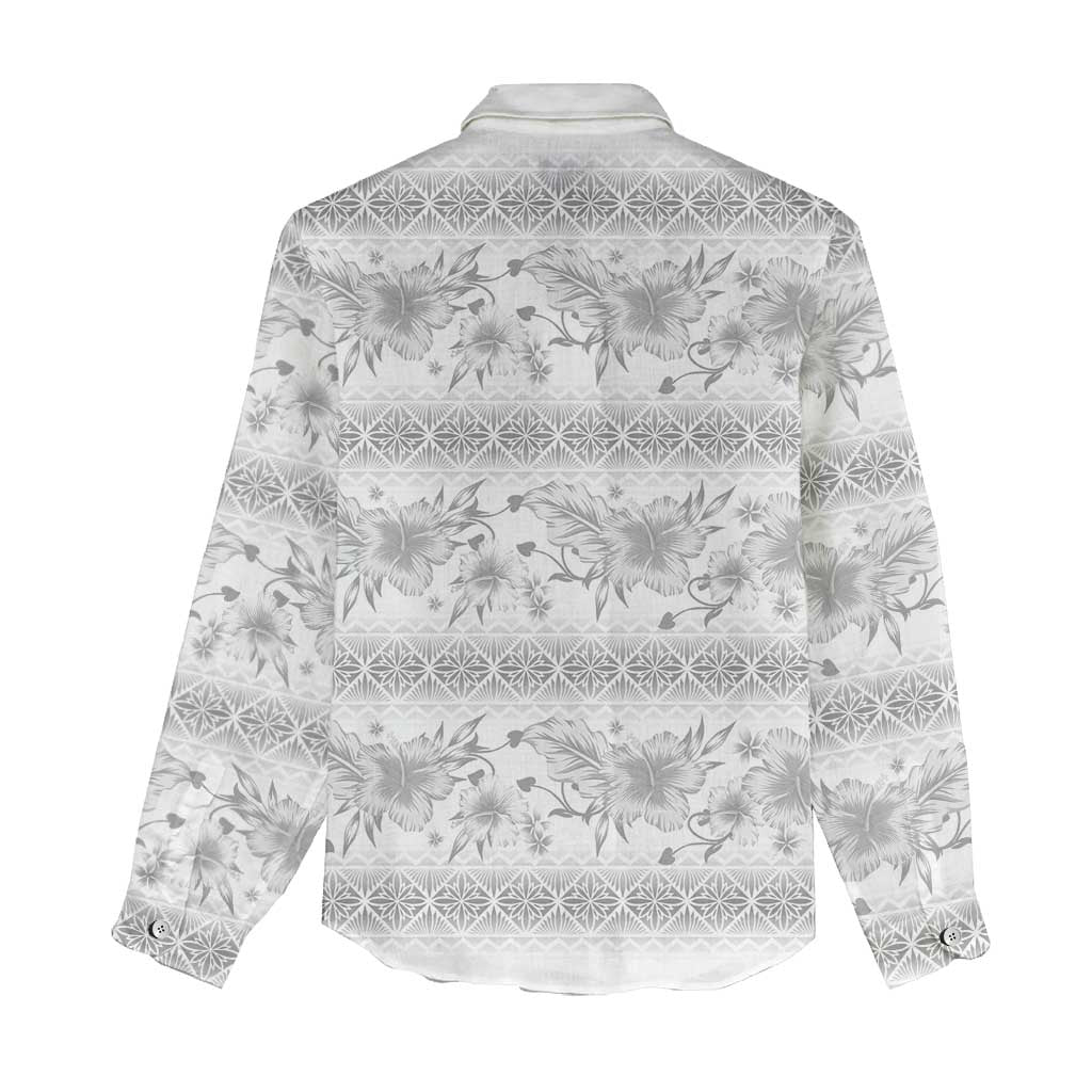Samoa White Sunday Women Casual Shirt Samoan Tapa White Hibiscus LT05 - Polynesian Pride