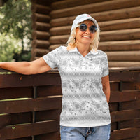 Samoa White Sunday Women Polo Shirt Samoan Tapa White Hibiscus - Polynesian Pride