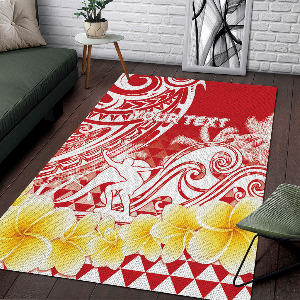 Personalised Tahiti Surfing Area Rug Polynesian Style LT05 Red - Polynesian Pride