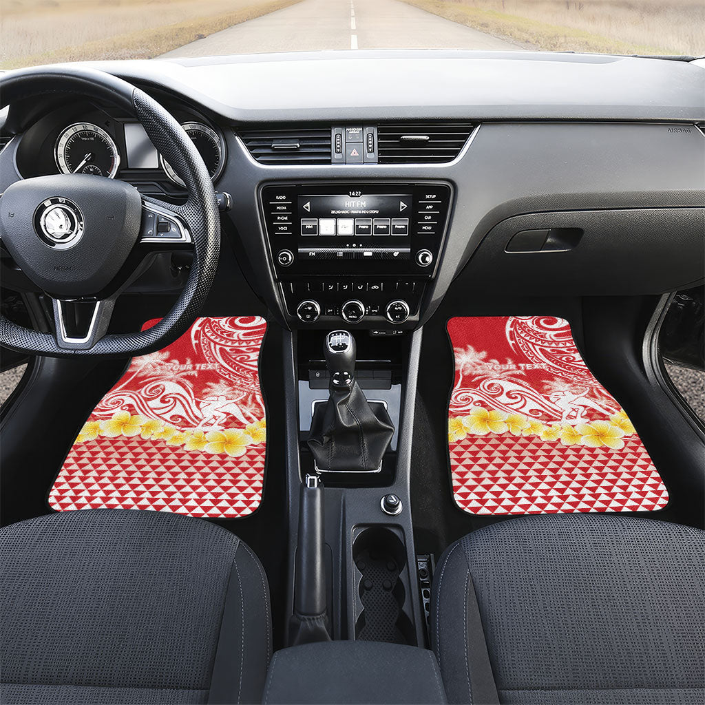 Personalised Tahiti Surfing Car Mats Polynesian Style LT05 Set 2pcs - Front Red - Polynesian Pride