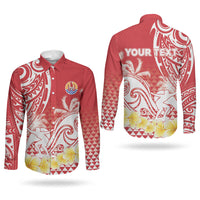 Personalised Tahiti Surfing Couples Matching Short Sleeve Bodycon Dress and Long Sleeve Button Shirt Polynesian Style LT05 - Polynesian Pride
