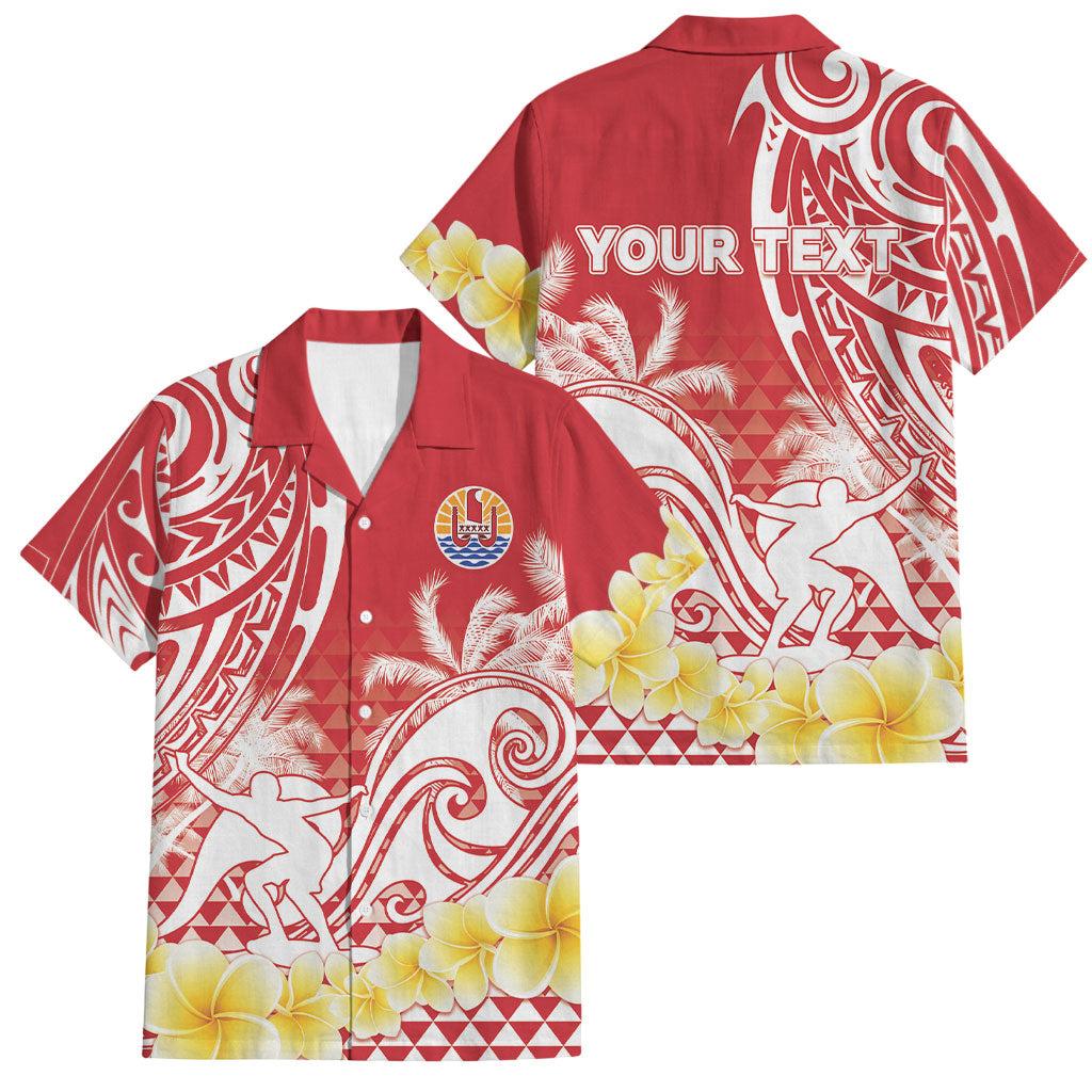Personalised Tahiti Surfing Family Matching Short Sleeve Bodycon Dress and Hawaiian Shirt Polynesian Style LT05 Dad's Shirt - Short Sleeve Red - Polynesian Pride