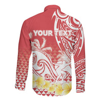 Personalised Tahiti Surfing Long Sleeve Button Shirt Polynesian Style LT05 - Polynesian Pride